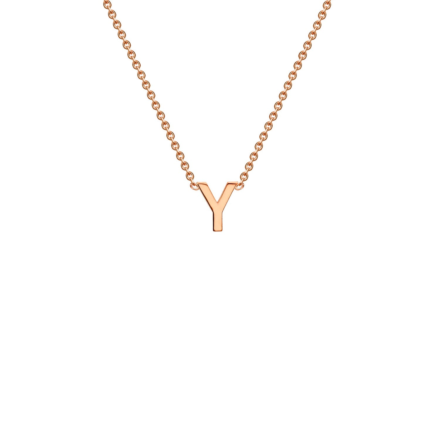 9K Gold Initial Adjustable Letter Necklace 38-43cm — Y, 9kt Rose Gold